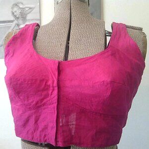 Vintage Pink Choli Blouse Readymade Crop Top Fitted 46" Bust